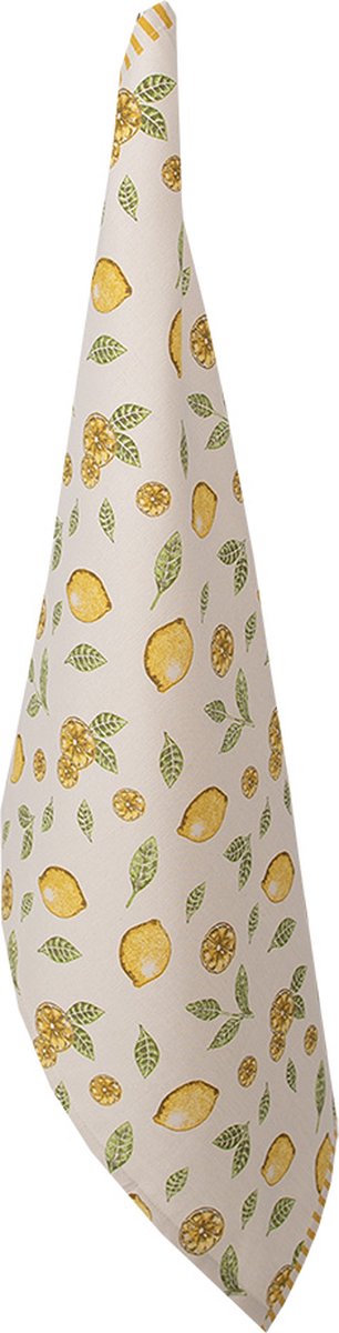 Clayre & Eef Theedoek 47x70 cm Beige Katoen Citroenen Keukenhanddoek