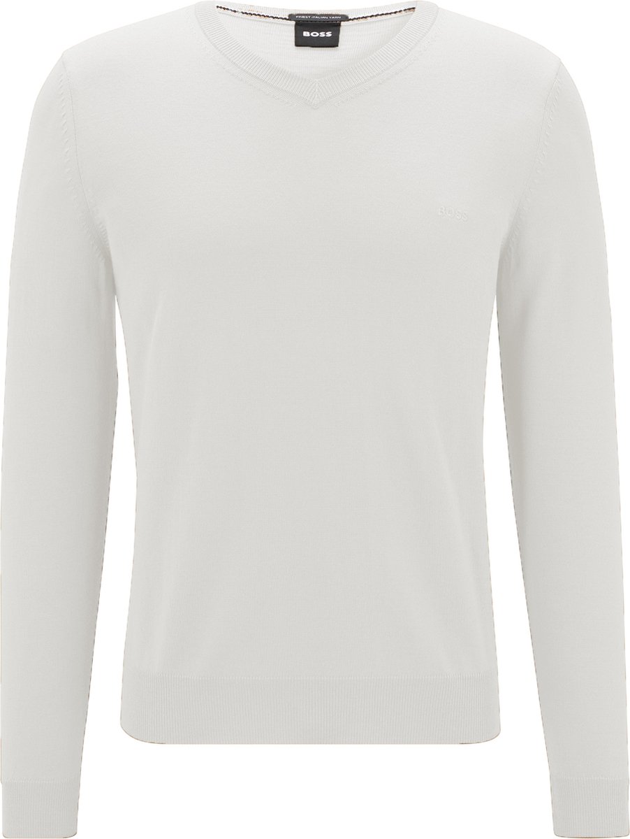 Boss Witte Trui Mannen BOSS Leno Slim Fit Trui Wol, Heren Pullover
