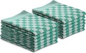 Set de torchons - 12 pièces - 50x70 - motif blocs - à carreaux - losanges restauration - vert