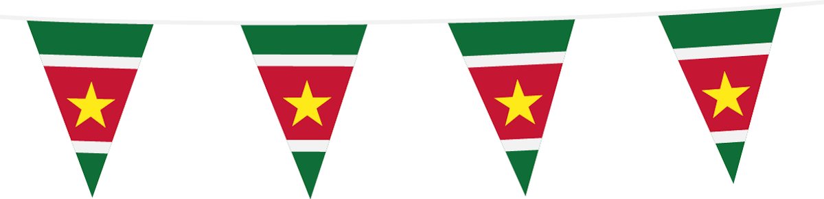 3x Vlaggenlijn Suriname 10 Meter - Voetbal EK WK Landen Feest Versiering Decoratie