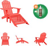 vidaXL Chaise de jardin Adirondack avec repose-pieds Bois d'épicéa massif Rouge Chaise de jardin Comprend un nettoyant et un rafraîchisseur pour bois