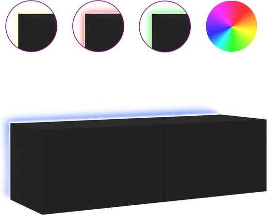 vidaXL - Tv-wandmeubel - met - LED-verlichting - 100x35x31 - cm - zwart