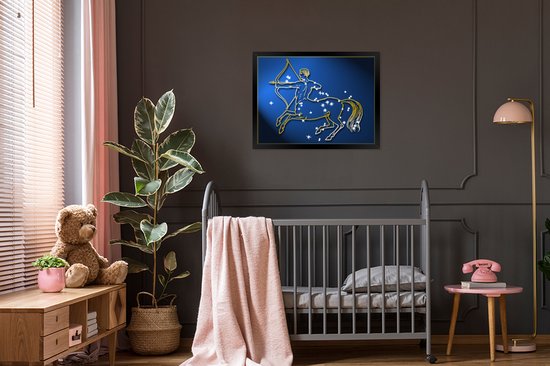 Image encadrée - Cadre photo signe du zodiaque du Sagittaire noir 80x60 cm - Affiche encadrée (Décoration murale salon / chambre)