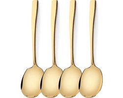 House of Husk Opscheplepel Set - Goud - Serveerlepel - Groetelepel - Aardappellepel - 21cm - RVS - 4 Stuks