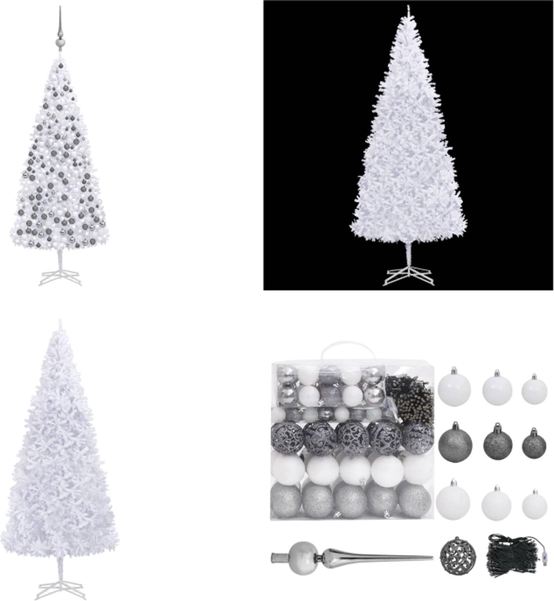 vidaXL Kunstkerstboom met LED's en kerstballen 500 cm wit - Kunstkerstboom - Kunstkerstbomen - Kerstboom - Kerstdecoratie