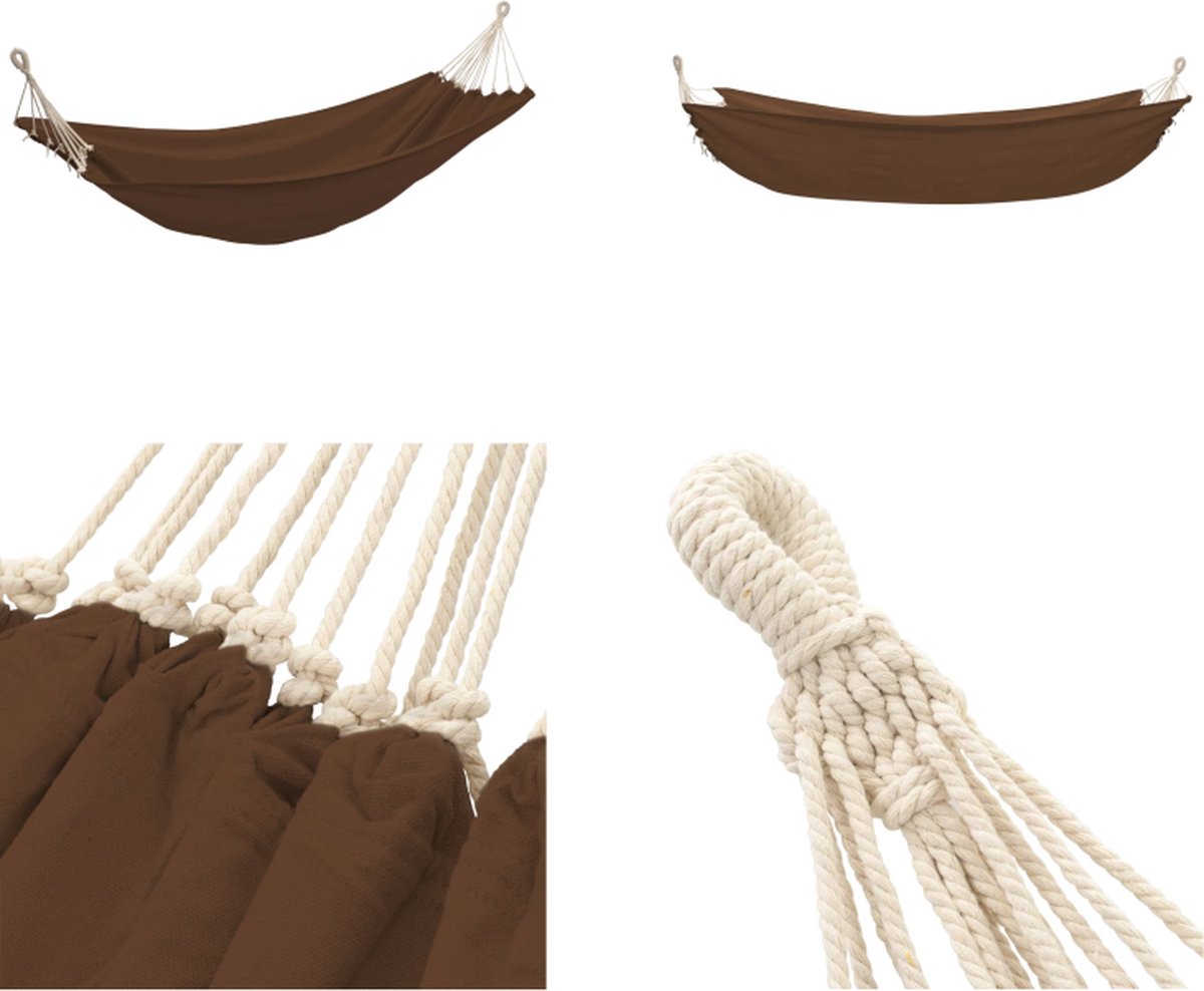 VidaXL Hangmat Cariben 260 x 150 cm (bruin) Hangmat Hangmatten Hang Mat Hang Matten