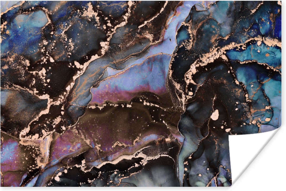 Poster Marmer - Goud - Rosé - 60x40 cm