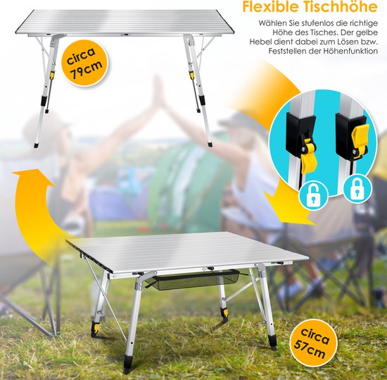 KESSER® Campingtafel inklapbare Tafel - Vouwtafel voor Buiten en Camping 120 x 70 cm - Zilver van KESSER — afbeelding 3