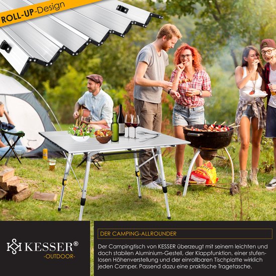 KESSER® Campingtafel inklapbare Tafel - Vouwtafel voor Buiten en Camping 120 x 70 cm - Zilver van KESSER — afbeelding 4