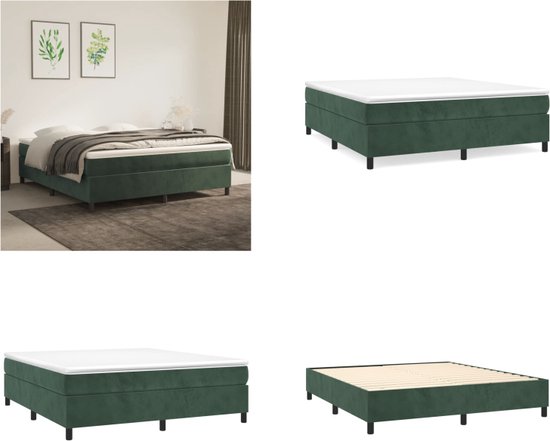 Foto: Vidaxl boxspringframe fluweel donkergroen 160x200 cm boxspring bed frame boxspring bed frames bed slaapkamer meubels