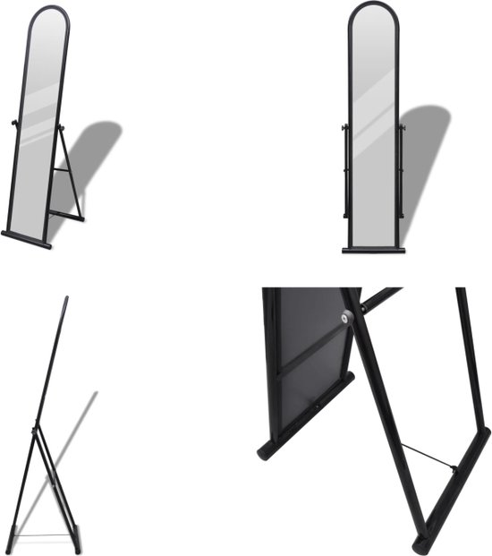 vidaXL Vrijstaande vloerspiegel met volledige lengte rechthoekig zwart - Staande Spiegel - Staande Spiegels - Spiegel - Spiegels