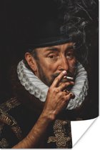 Willem van Oranje door Oude Meester Adriaen Thomasz rookt een sigaret 20x30 cm - klein - Foto print op Poster (wanddecoratie woonkamer / slaapkamer)
