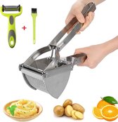 Spätzle aardappelpers van roestvrij staal, 3-delige set, professionele spätzlechef met kwast, schilmesje, aardappelpers, ricer voor aardappelpuree, fruitsappen, groentepap, puree