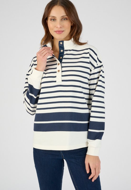 Damart - Gestreepte sweater in katoenmix - Vrouwen - Wit - L
