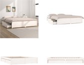 vidaXL Cadre de lit avec tiroirs Blanc 120x200 cm - Cadre de lit - Encadrements de lit - Lit double - Lit