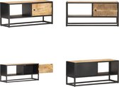 vidaXL Tv-meubel met bewerkte deur 90x30x40 cm ruw mangohout - Tv-meubel - Tv-meubels - Tv-meubelen - Tv-meubilair