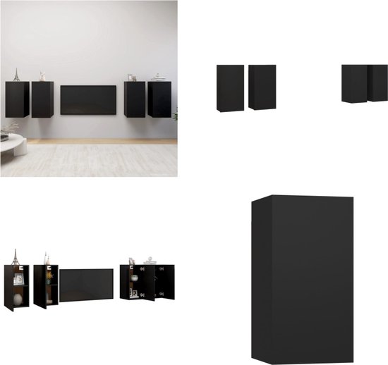 vidaXL Tv-meubelen 4 st 30-5x30x60 cm spaanplaat zwart - Tv-kast - Tv-kasten - Televisiekast - Televisiekasten