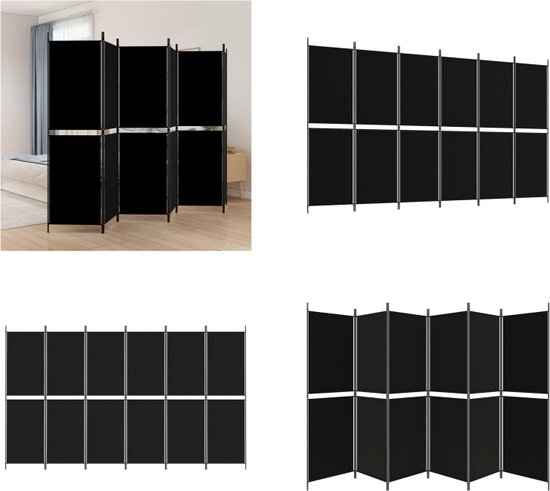 vidaXL Kamerscherm met 6 panelen 300x180 cm stof zwart - Kamerscherm - Kamerschermen - Scheidingswand - Ruimteverdeler
