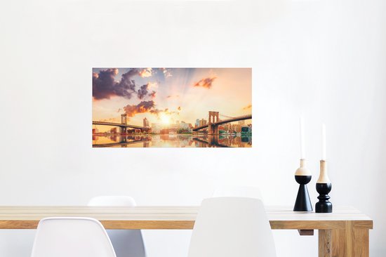 Affiche deux ponts New York 60x40 cm - Tirage photo sur Poster (décoration murale salon / chambre) / Poster Villes