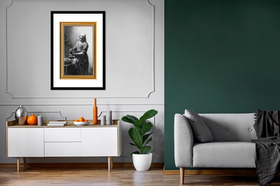 Cadre photo avec affiche - Melkmeisje - Vermeer - Cadre - Or - 60x90 cm - Cadre pour affiche