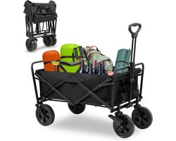 Bolderkar Bolderwagen Chariot de transport pliable pour enfants Chariots Chariot de jardin Poussette avec barre de poussée Chariot de transport pliable Bolder Wagon Chariot de plage Zwart