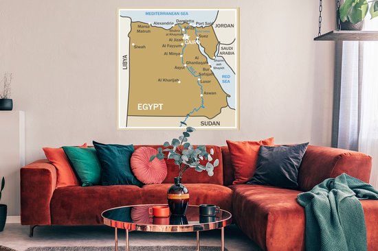 Affiche illustration marron d'Egypte 100x100 cm - Tirage photo sur Poster (décoration murale salon / chambre) / Affiche Afrique