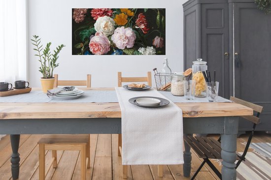 Affiche Nature morte aux fleurs dans un vase en verre - Peinture de Jan Davidsz. de Heem - 120x60 cm