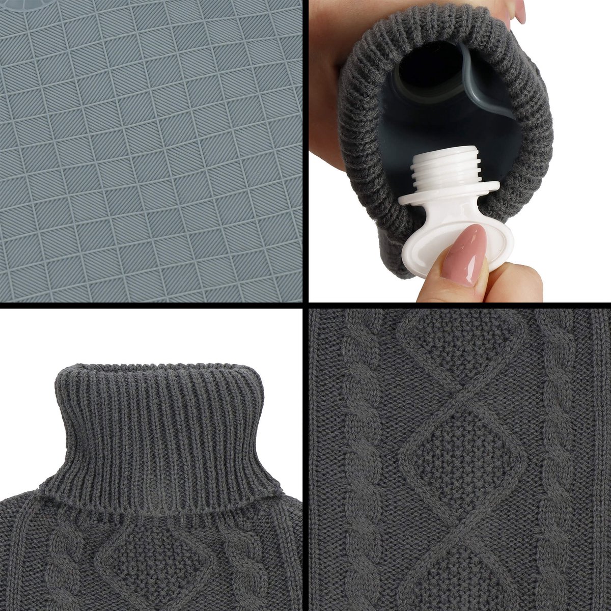 Goedkoopste Springos Warmwaterkruik- Sweater -Hoes - 2L - Inhoud - Pijnverlichting- Ontspanning -Grijs