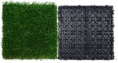 Lot de 18 dalles de gazon artificiel pour pelouse emboîtable, 31 x 31 cm, tapis auto-drainant, décoration de sol, parfait pour l'intérieur et l'extérieur, tapis multifonctionnel pour chien