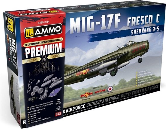 Munitions 1:48 MIG 8514 Mig-17F Fresco C Shenyang J-5 – Kit de modèle en plastique édition spéciale Premium