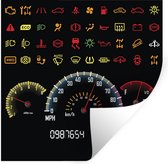 Muurstickers - Sticker Folie - Illustratie van de gekleurde symbolen in een auto op het dashboard - 50x50 cm - Plakfolie - Muurstickers Kinderkamer - Zelfklevend Behang - Zelfklevend behangpapier - Stickerfolie