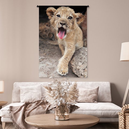 Tapisserie Lions - Cub Tapisserie coton 90x135 cm - Tapisserie avec photo
