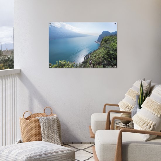 Photo aérienne des rives du lac de Garde affiche de jardin 90x60 cm - Toile de jardin / Toile d'extérieur / Peintures d'extérieur (décoration de jardin)