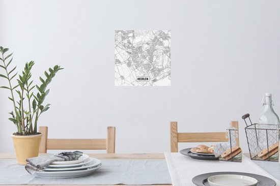 Sticker Muursticker- Plan de la ville Heerlen - 30x30 cm - feuille adhésive autocollante - sticker mural repositionnable