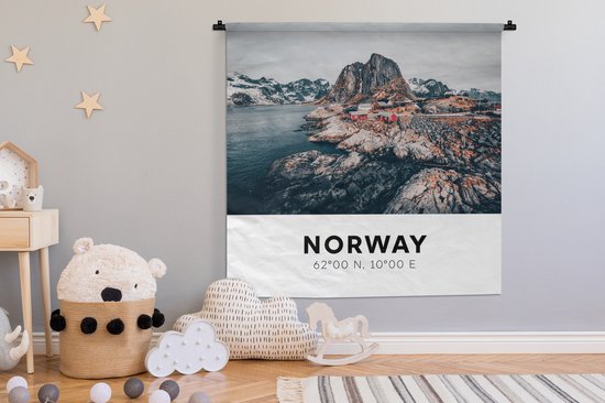 Tapisserie - Tissu mural - Norvège - Scandinavie - Montagnes - Hiver - 150x150 cm - Tapisserie