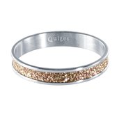 Quiges Stapelring Ring - Vulring Bruin Glitter - Dames - RVS zilverkleurig - Maat 20 - Hoogte 4mm