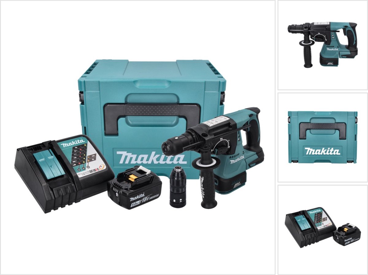 Makita DHR 243 RT1J accuboormachine 18 V 2,0 J SDS plus Brushless + 1x accu 5,0 Ah + oplader + Makpac