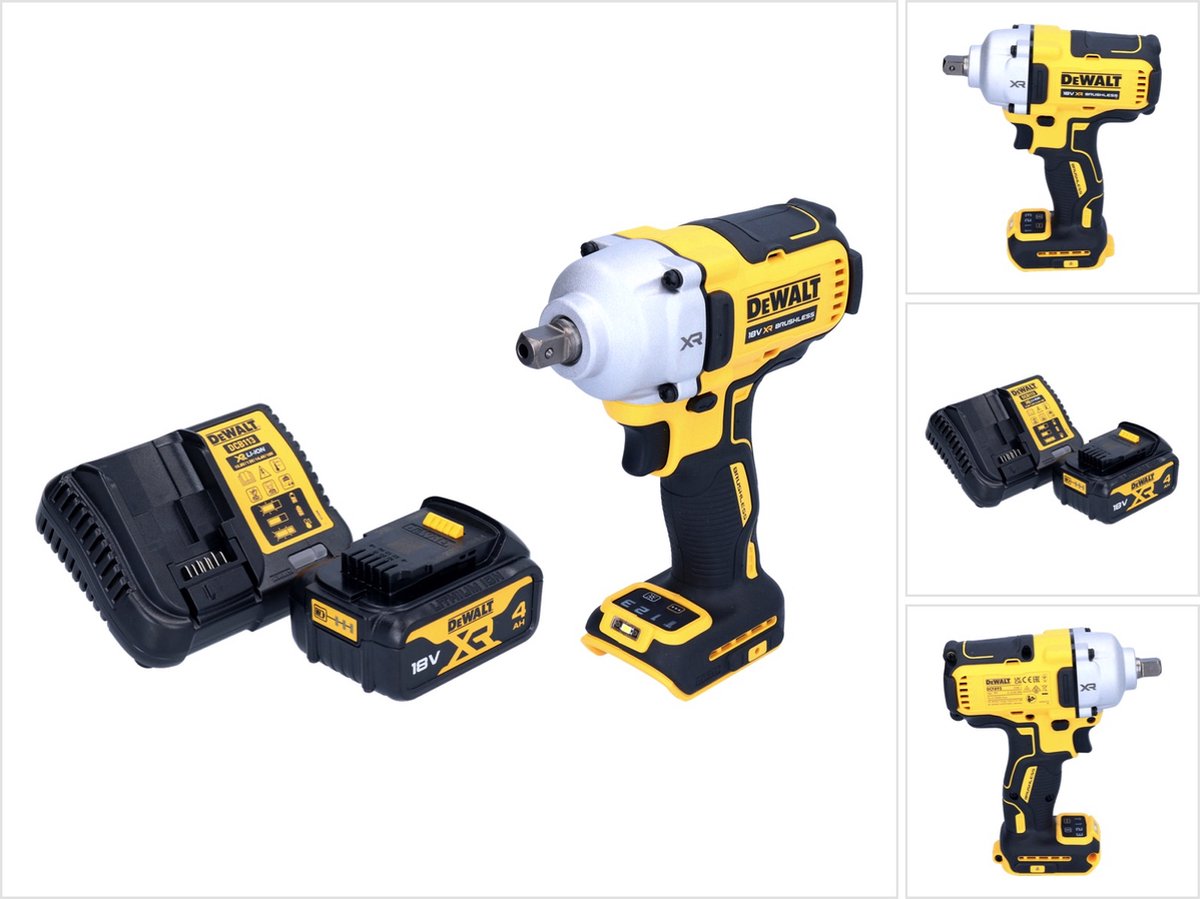 DeWalt DCF 892 M1 accu-slagmoersleutel 18 V 812 Nm 1/2" borstelloos + 1x oplaadbare accu 4.0 Ah + lader