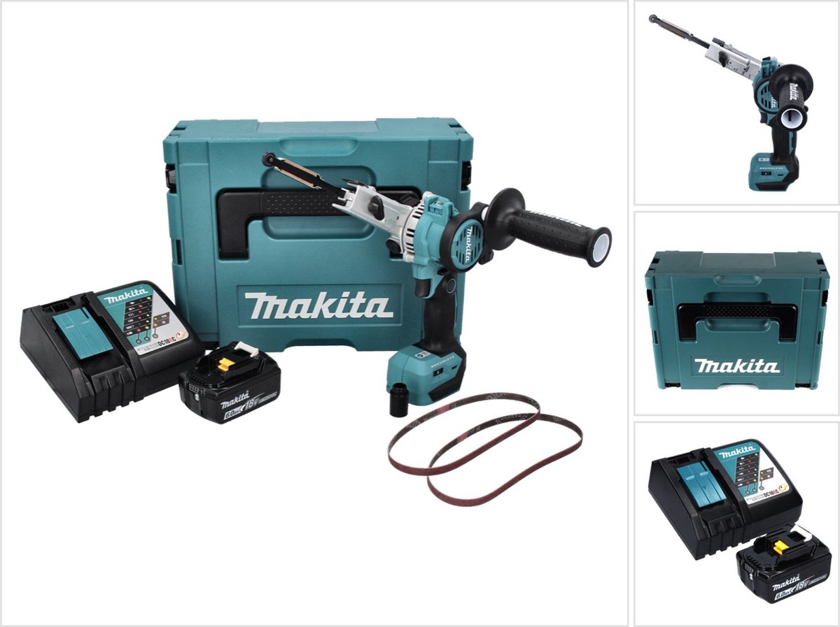 Makita DBS 180 RG1J accu-bandvijl 18 V 9 x 533 mm borstelloos + 1x accu 6.0 Ah + lader + Makpac
