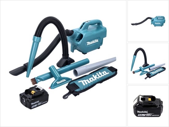 Makita DCL 184 T1 accustofzuiger 18 V 54 mbar 0,5 l + 1x accu 5,0 Ah - zonder oplader