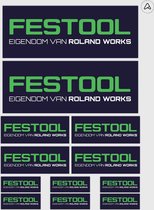 12x Gepersonaliseerde Eigendom Van Festool Stickers | 3 Maten | Gelamineerd