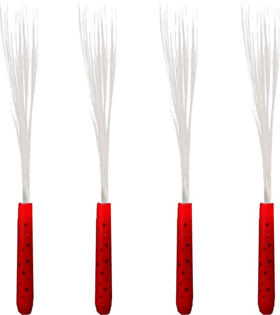 Set de 4 pièces de fibre Led bâton lumineux rouge - Articles de fête lumineux 40 cm