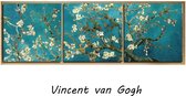 Allernieuwste.nl® SET van 3 stuks Canvas Schilderij Vincent Van Gogh: Almond Blossom - Kunst aan je Muur - Kleur - 3 stuks elk 50 x 50 cm