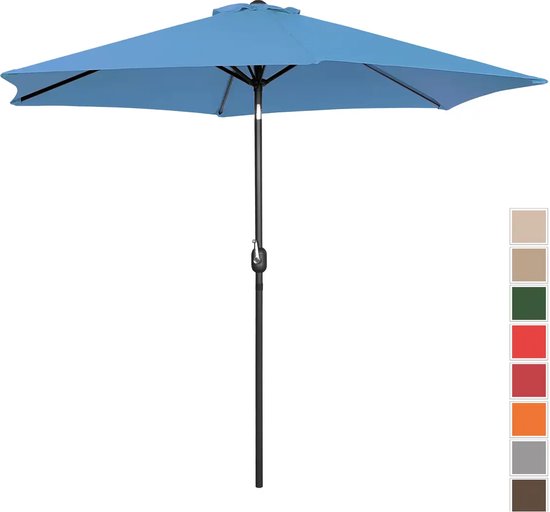 Uniprodo Parasol groot - blauw - zeshoekig - Ø 300 cm - kantelbaar