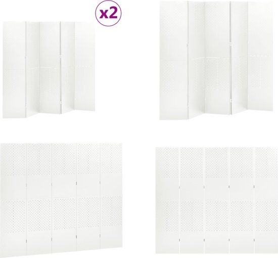 vidaXL Kamerscherm met 4 panelen 200x180 cm stof wit, scheidingswand, decoratief scherm, kamerafscheiding, ruimteverdeler, woonkamerscherm