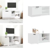vidaXL Tv-meubel 80x35x36-5 cm bewerkt hout wit - Tv-kast - Tv-kasten - Tv-meubel - Hifi-meubel