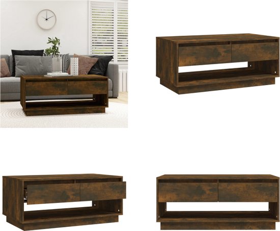 Salontafel 50x50x35 cm bewerkt hout gerookt eikenkleurig kopen