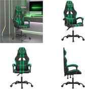 vidaXL Gamestoel draaibaar kunstleer zwart en groen - Gamingstoel - Gamingstoelen - Televisiestoel - Racingstoel