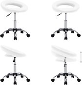 vidaXL Chaise de travail roulante simili cuir Blanc - Chaise de travail - Chaises de travail - Chaise - Chaises