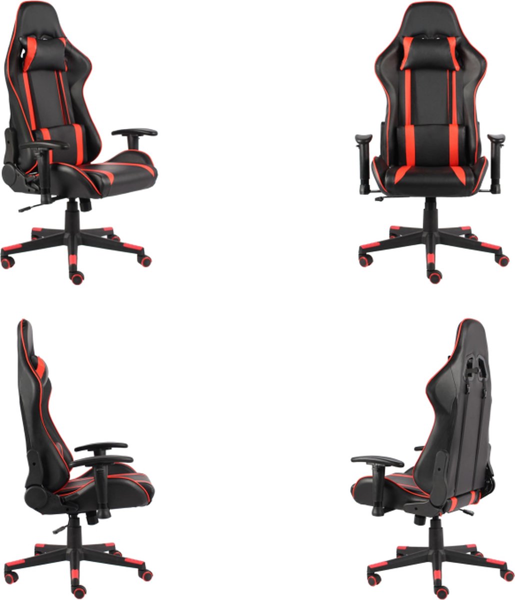 vidaXL Gamestoel draaibaar PVC rood - Gamingstoel - Gamingstoelen - Racingstoel - Racingstoelen